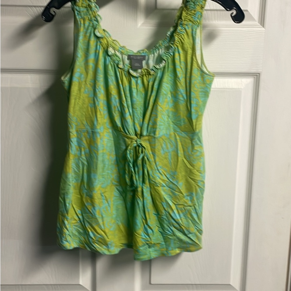 Ann Taylor Green and Yellow Floral Blouse